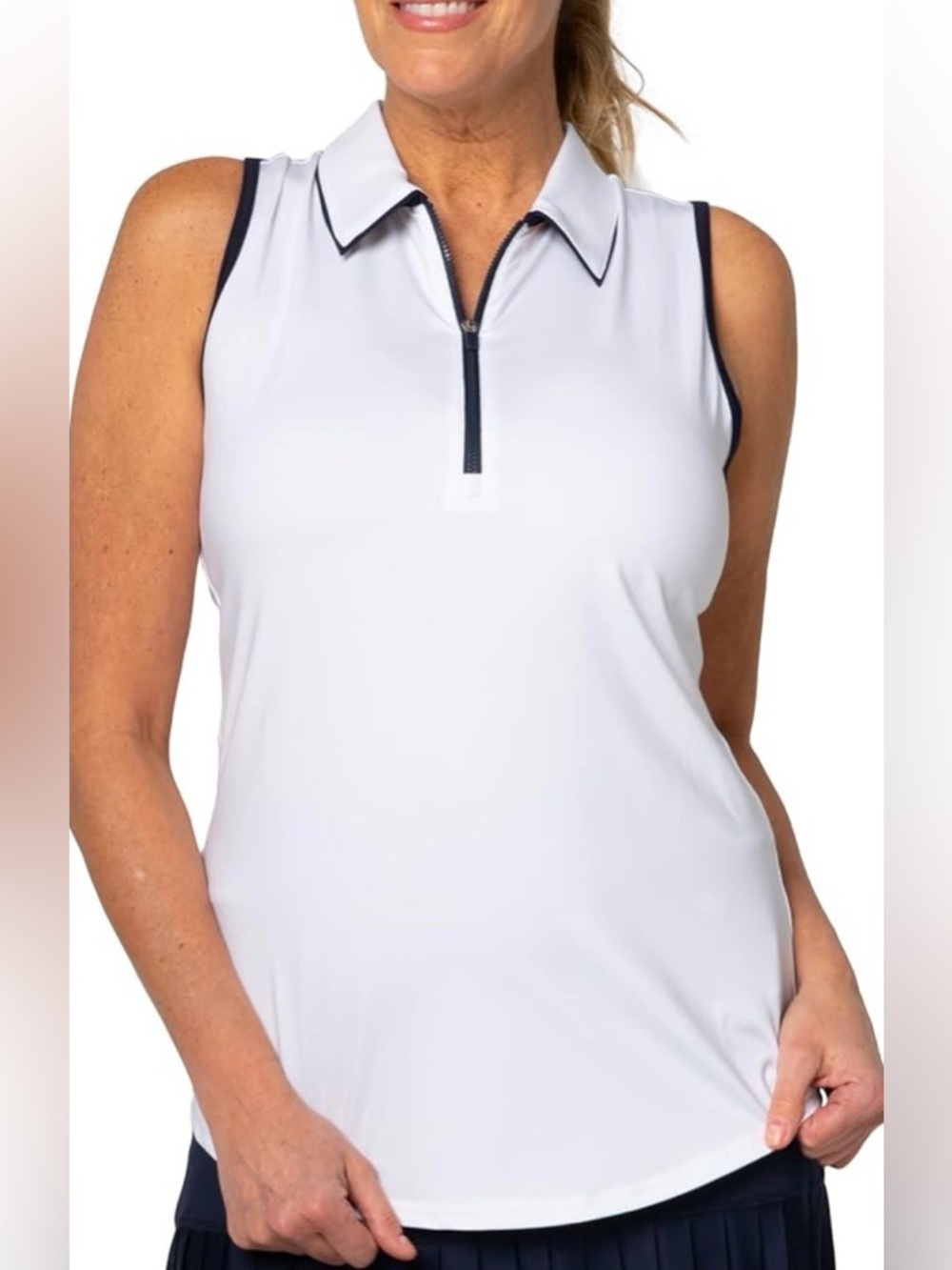 JOFIT Golf Racerback Polo - White/Midnight Blue XL